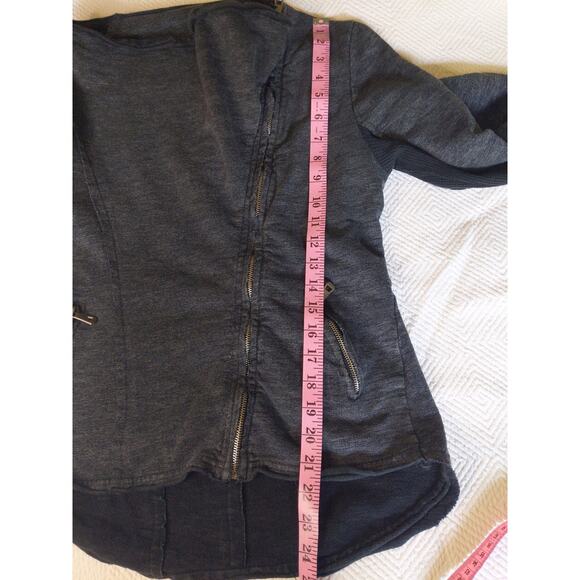 Italian Made Moto Jacket Gray Asymmetric Zip Raw Edge Draped Avant Garde Large - Picture 8 of 8